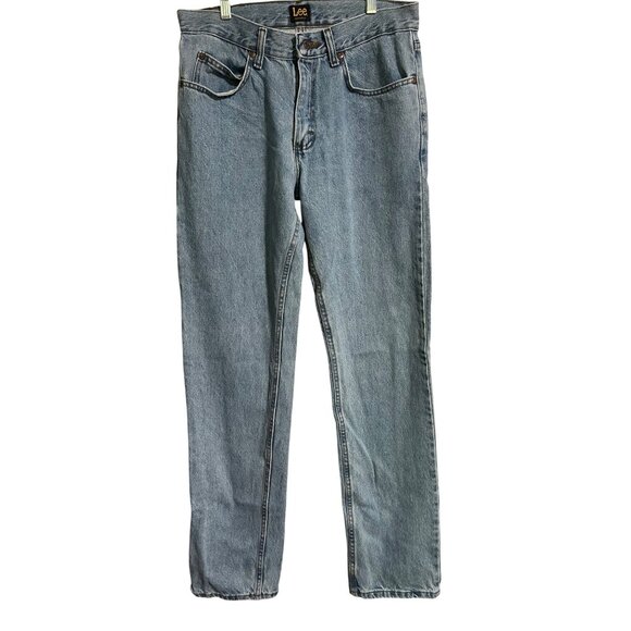 Mens Lee Regular Fit Jeans Size 32 Light Wash Blue Straight Leg Measure 32x33 - Picture 1 of 8